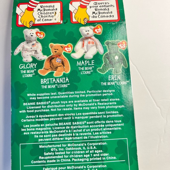 Ty Beanie Baby Erin The Bear 1993 Retired With Errors Bilingual Canadian Version - Picture 4 of 6